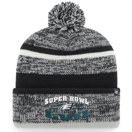 Philadelphia Eagles Men's Super Bowl LVII 47 Brand Cuffed Pom Knit