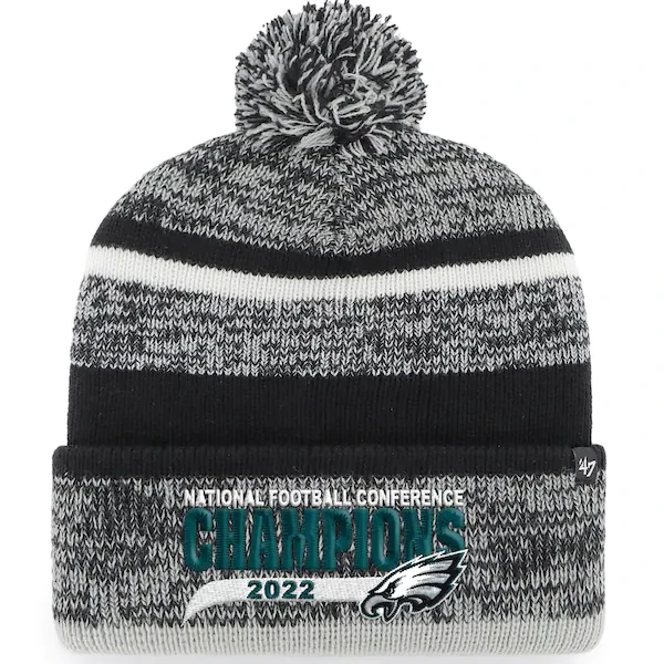 Philadelphia Eagles Men's 2022 NFC Champions 47 Brand Cuffed Pom Knit