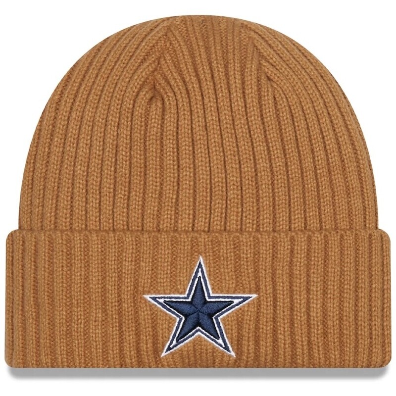 Dallas Cowboys Men's New Era Brown Core classic Cuffed Pom Knit Hat
