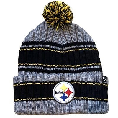 Pittsburgh Steelers Men's 47 Graphite Rexford Cuffed Pom Knit Hat