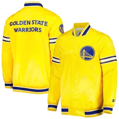 Golden State Warriors Men's Starter Slider Satin Full-Snap Varsity Jacket