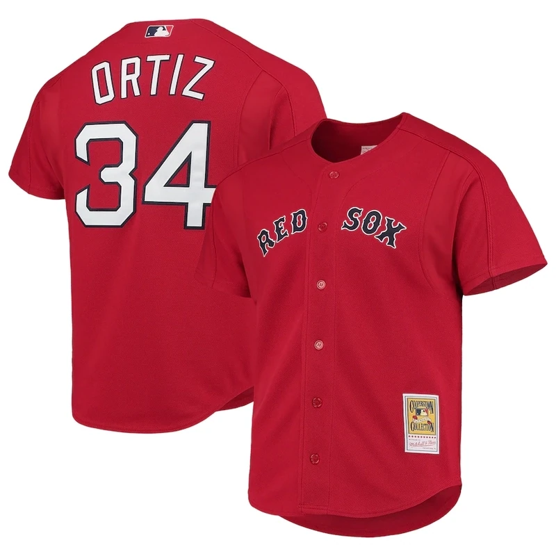 Boston Red Sox David Ortiz 2004 Men's Red Mitchell & Ness BP Jersey