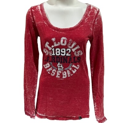 St. Louis Cardinals Women's Relaxed Fit Faded Red Long Sleeve Shirt St. Louis Cardinals Women's Relaxed Fit Faded Red Long Sleeve Shirt