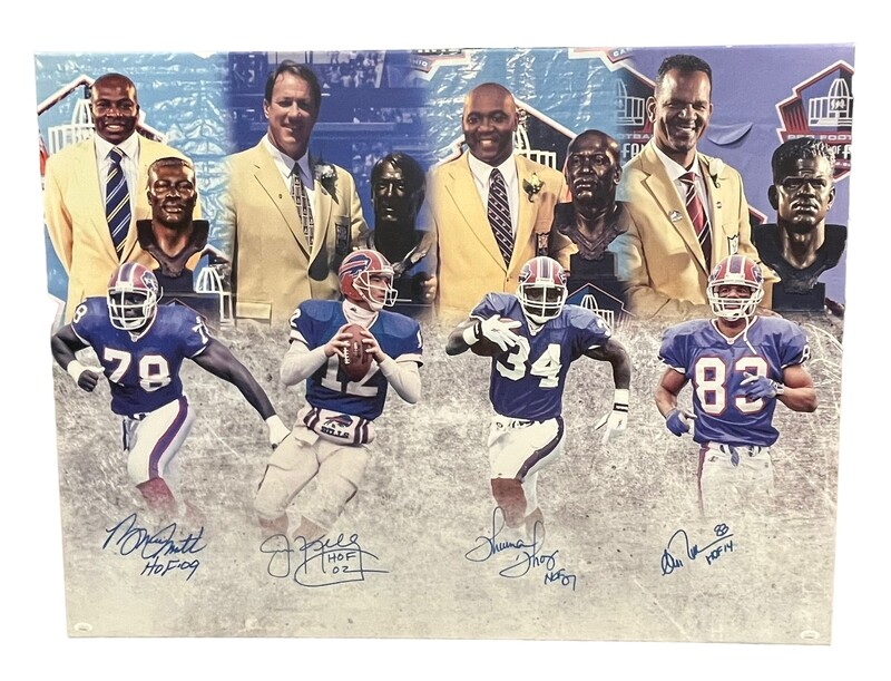 Buffalo Bills Hall of Fame 30” x 40” Canvas Print JSA COA Jim Kelly, Bruce Smith, Thurman Thomas, Andre Reed