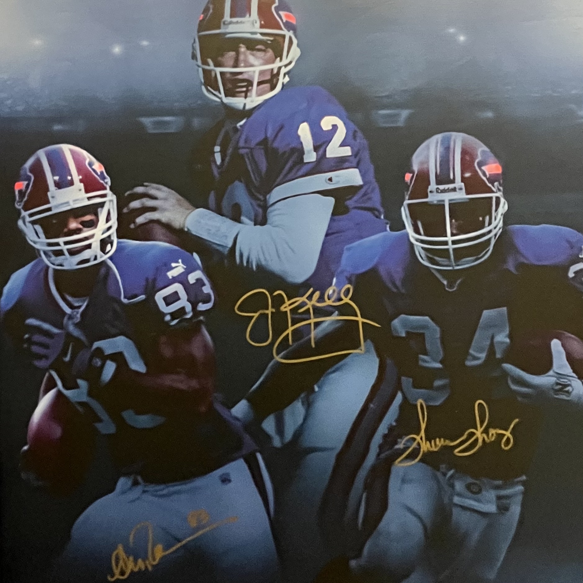 Jim Kelly Andre Reed Signed Autograph Auto 16x20 Photo Canvas Bills JSA COA