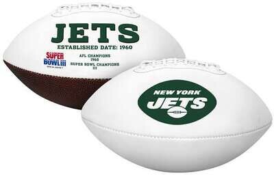 New York Jets Full Size Embroidered Signature Series White Panel Football w/ Autograph Pen