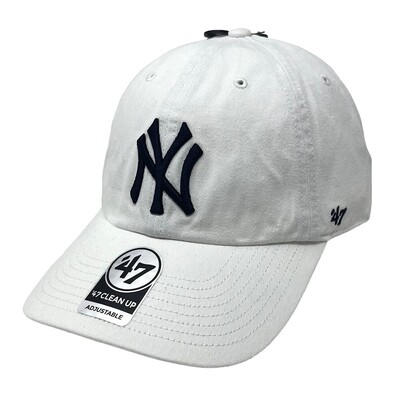 New York Yankees Men’s White 47 Brand Clean Up Adjustable Hat New York Yankees Men’s White 47 Brand Clean Up Adjustable Hat