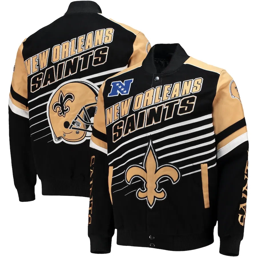 New Orleans Saints Men’s G-III Sports by Carl Banks Extreme Strike Cotton Twill Full-Snap Jacket