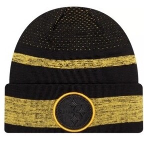 Pittsburgh Steelers Men's New Era NFL Sideline Tech Cuffed Knit Hat Black