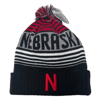Nebraska Cornhuskers Men's Top of the World Pom Knit Hat