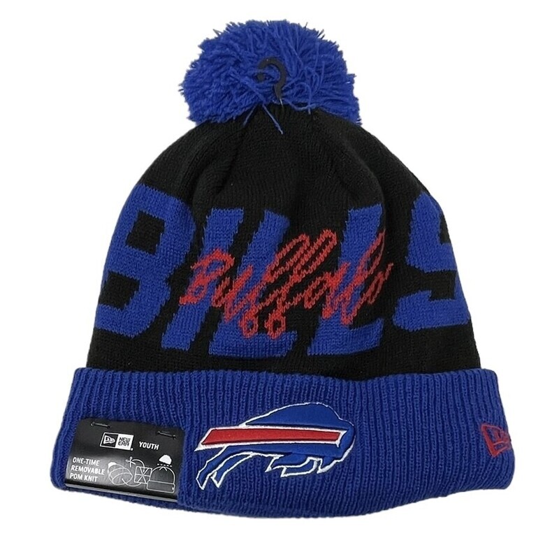Buffalo Bills Youth New Era Confident Knit Pom Hat Buffalo Bills Youth New Era Confident Knit Pom Hat