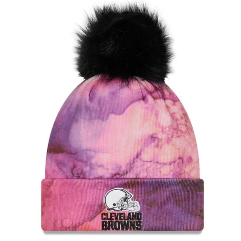 Cleveland Browns Women’s New Era Crucial Catch Cuffed Pom Knit Hat