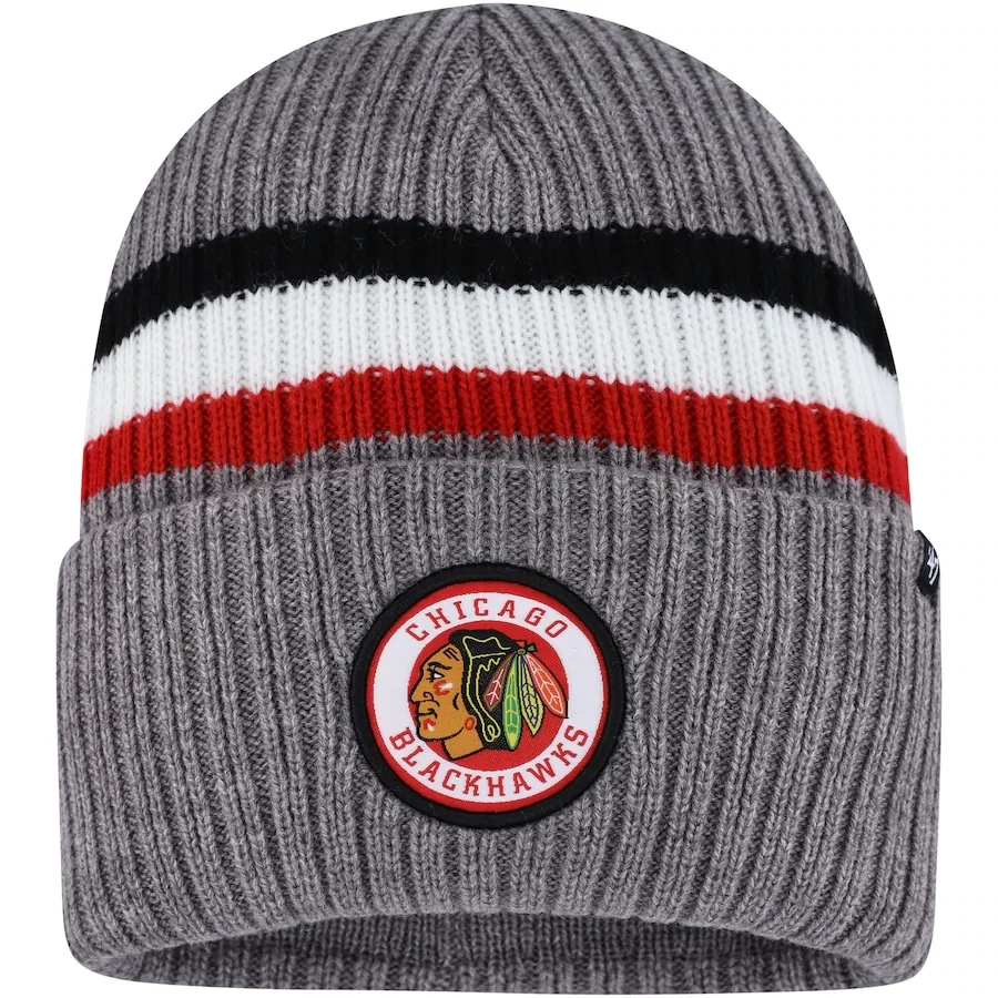 Chicago Blackhawks Men's Charcoal Highline 47 Brand Cuff Pom Knit Hat