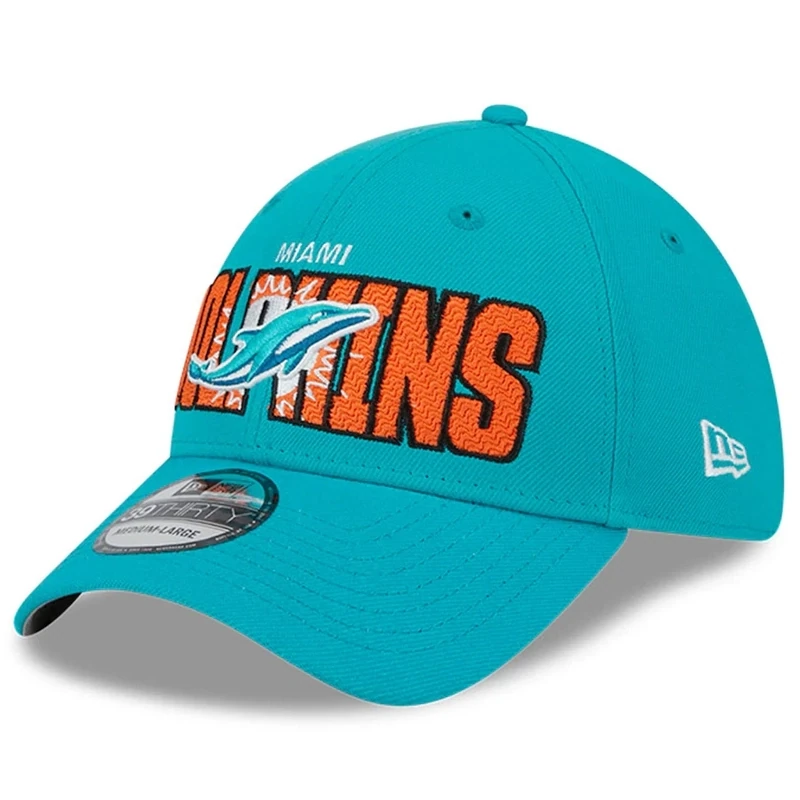 Miami Dolphins Men’s New Era Aqua 2023 NFL Draft 39THIRTY Flex Hat