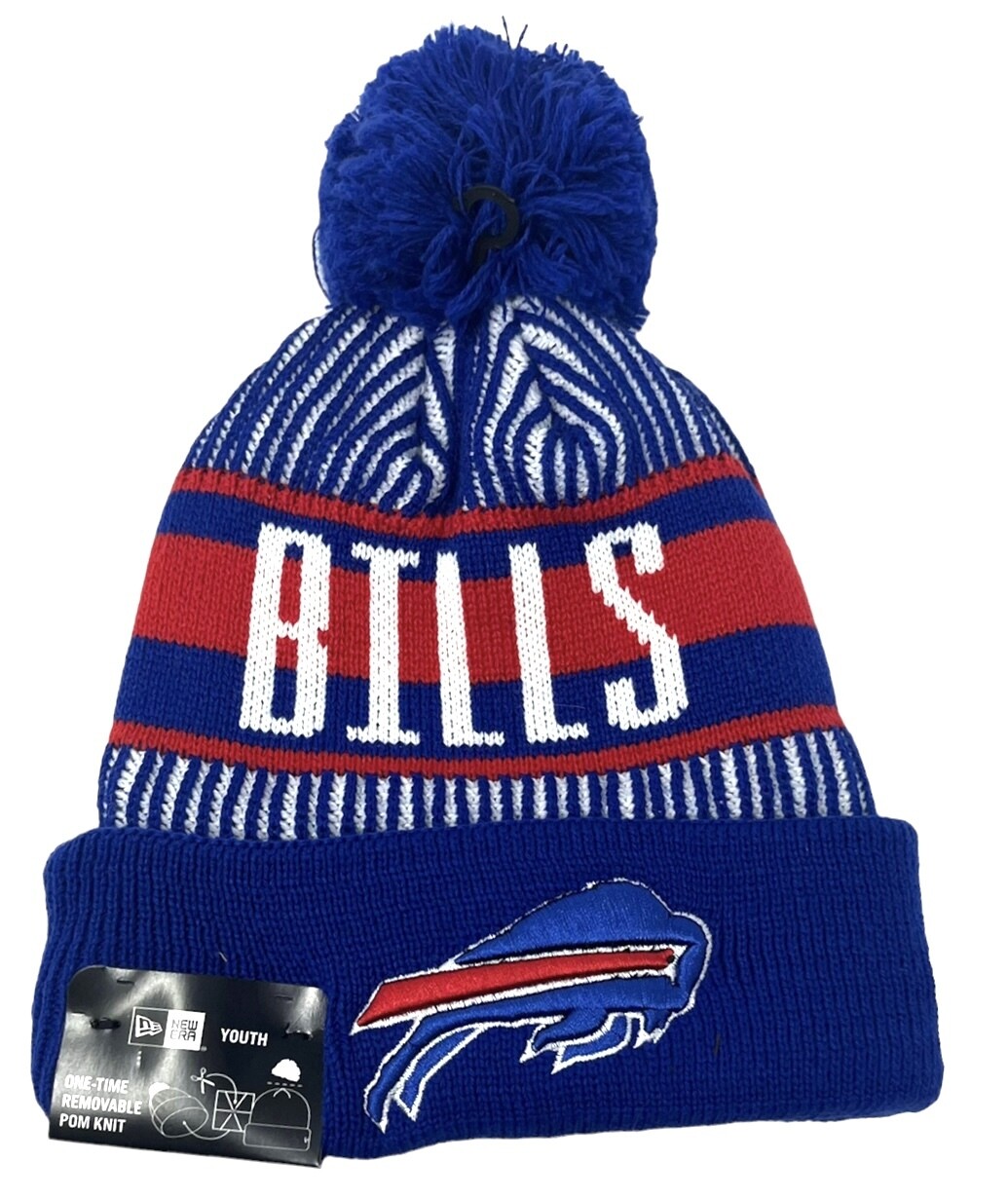 Buffalo Bills Youth New Era Striped Cuffed Pom Knit Hat