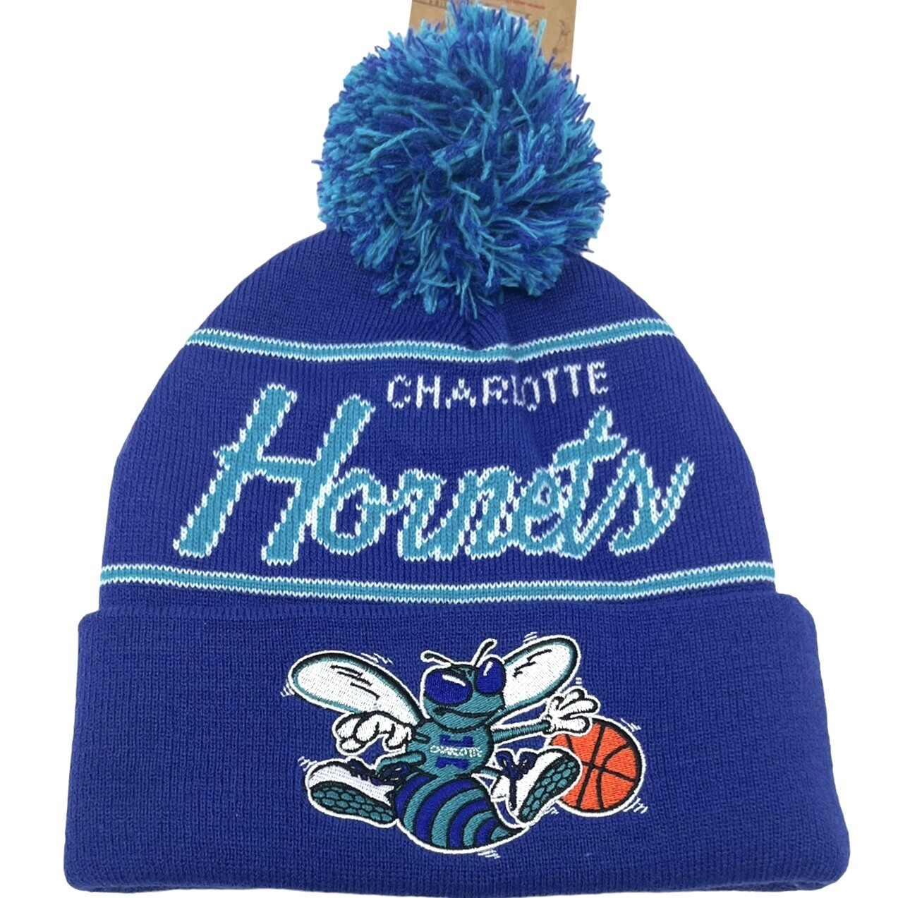 Charlotte Hornets Men's Mitchell & Ness Cuffed Pom Knit Hat