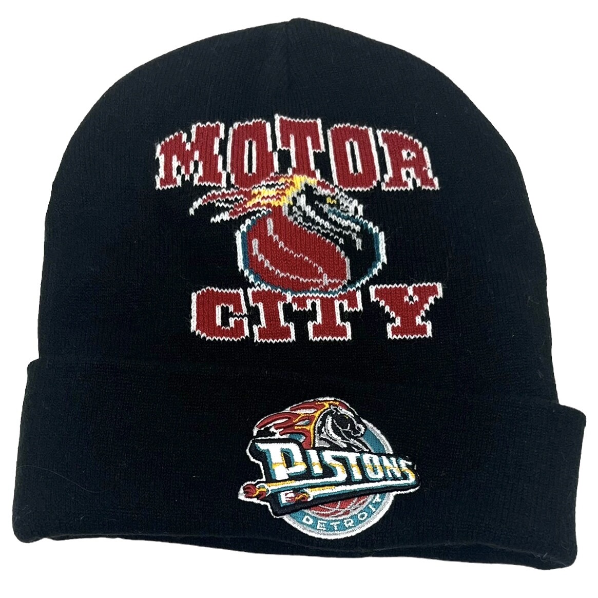 Detroit Pistons Men’s Mitchell & Ness Black Team Origins Knit Hat