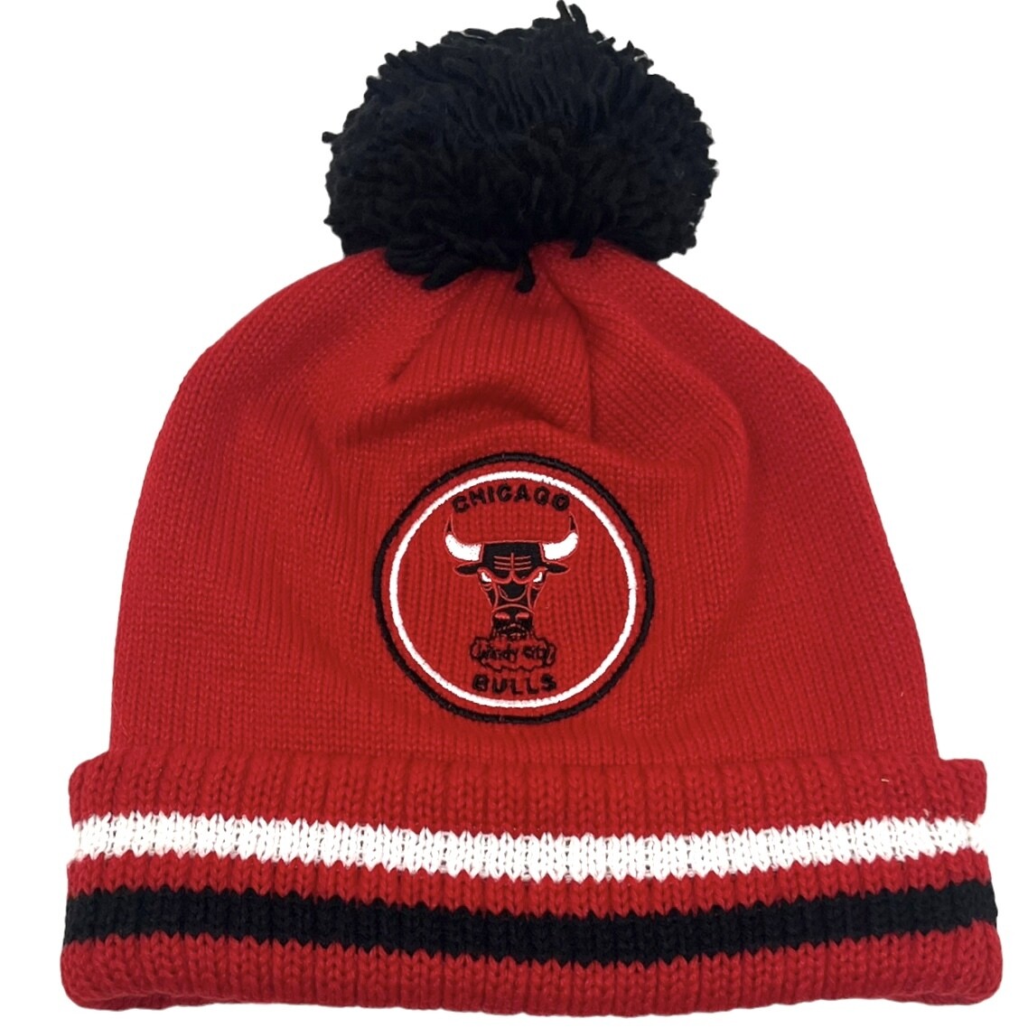 Chicago Bulls Men’s Mitchell & Ness Cuffed Pom Knit Hat