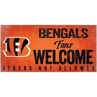 Cincinnati Bengals 6" x 12" Wooden Welcome Sign
