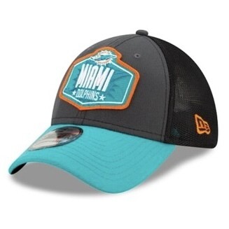 Miami Dolphins Men’s New Era Black NFL Draft 39Thirty Fitted Trucker Hat