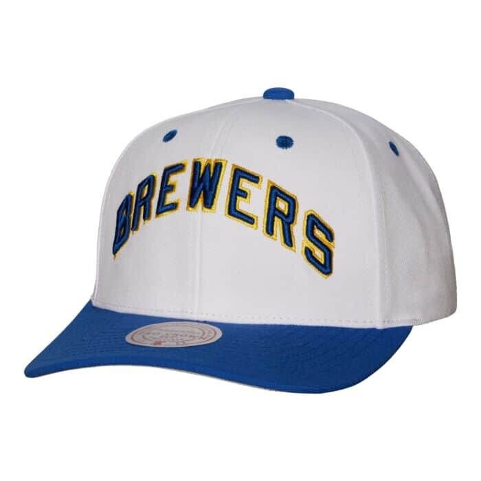 Milwaukee Brewers Men’s White Mitchell & Ness MLB Evergreen Pro Cooperstown Snapback Adjustable Hat