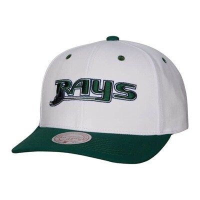 Tampa Bay Rays Men’s White Mitchell & Ness MLB Evergreen Pro Cooperstown Snapback Adjustable Hat