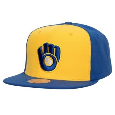 Milwaukee Brewers Men’s Blue Mitchell & Ness MLB Evergreen Pro Cooperstown Snapback Adjustable Hat
