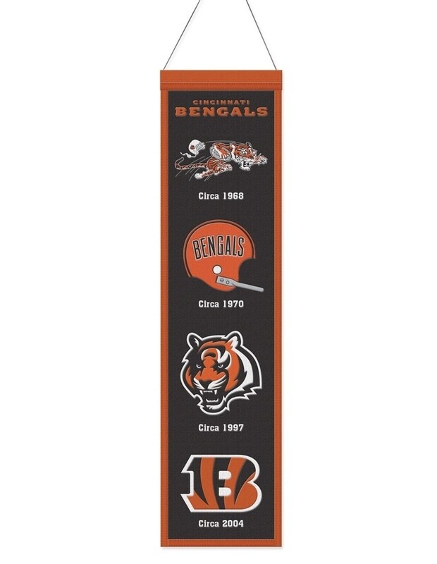 Cincinnati Bengals Wool 8" x 32" Heritage Banner