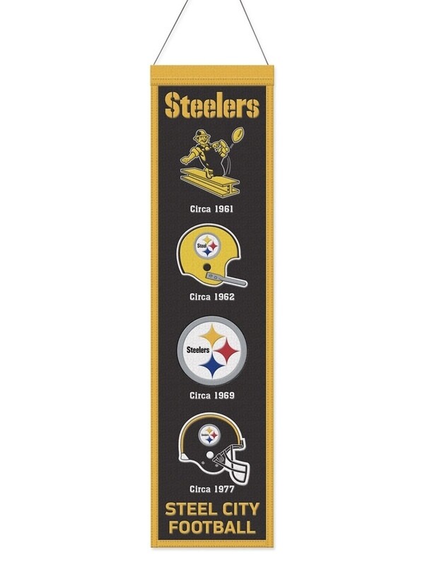 Pittsburgh Steelers Football Wool 8" x 32" Heritage Banner