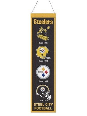 Pittsburgh Steelers Football Wool 8" x 32" Heritage Banner