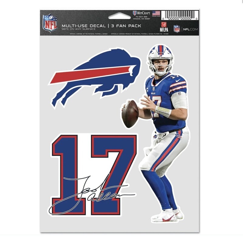 Buffalo Bills Josh Allen 3 Piece Decal Set