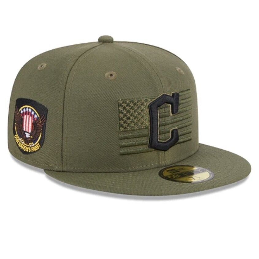 Cleveland Guardians Men’s New Era Armed Forces Day Olive 59Fifty Fitted Hat