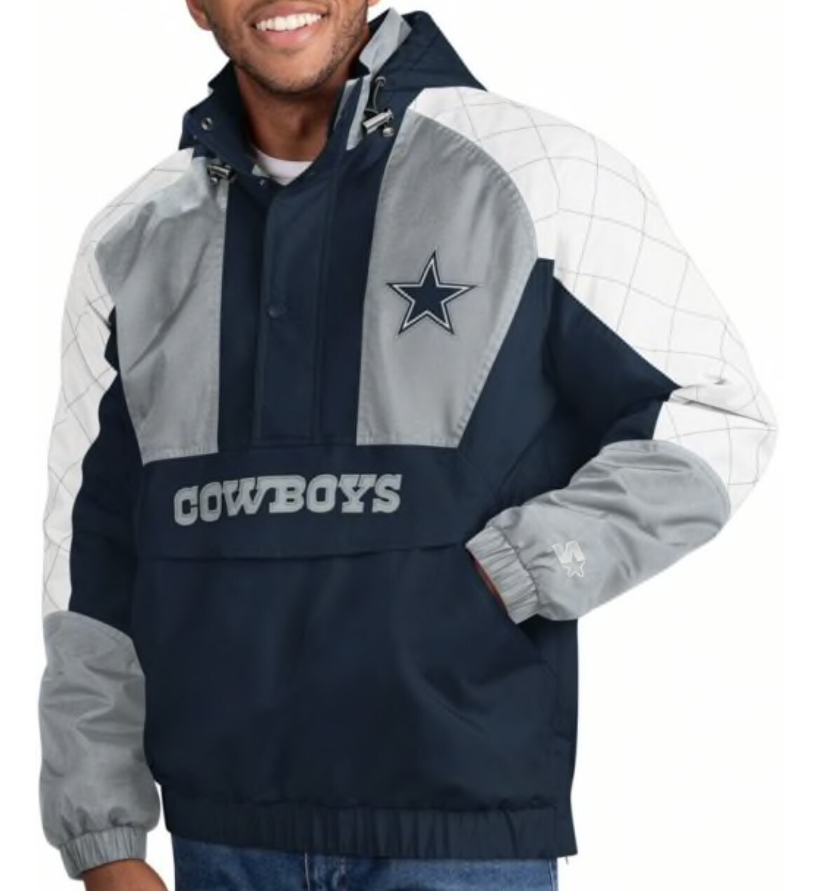Dallas Cowboys Men’s Navy Blue Body Check Pullover Jacket