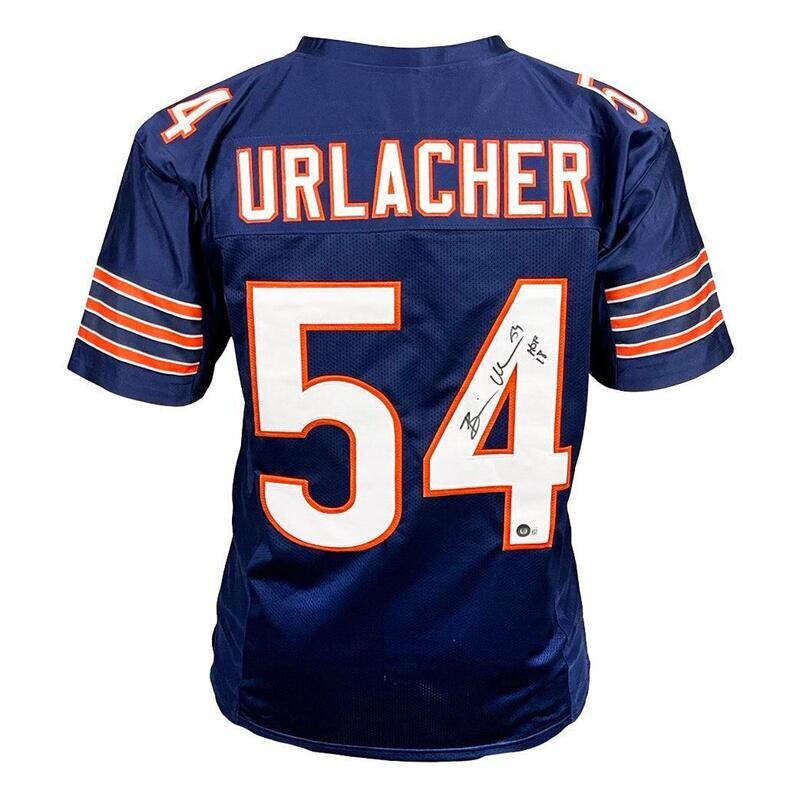 Chicago Pro Style Brian Urlacher Blue HOF Inscription Autographed Jersey