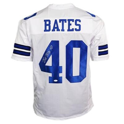 Dallas Pro Style Bill Bates White Autographed Jersey