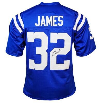Indianapolis Pro Style Edgerrin James Blue Autographed Jersey