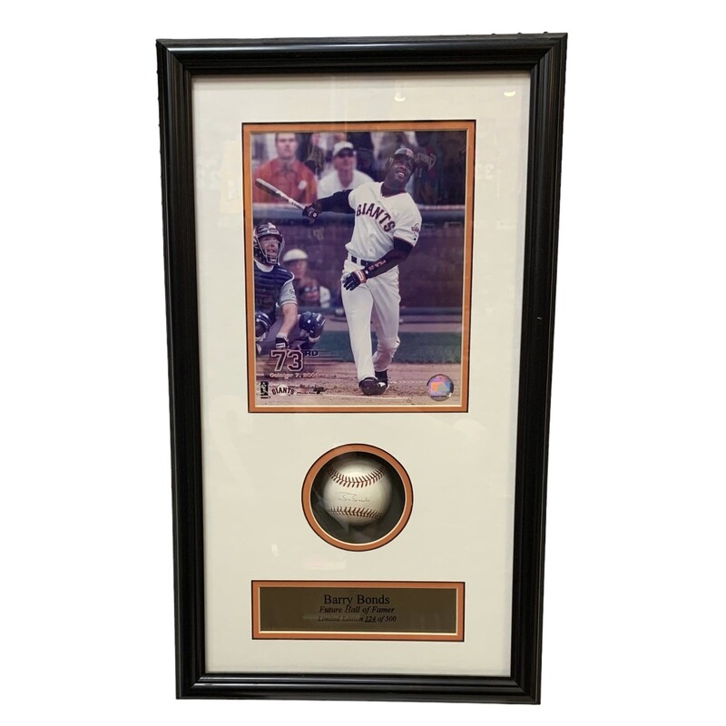 San Francisco Giants Barry Bonds Framed Photo & Autographed Baseball
