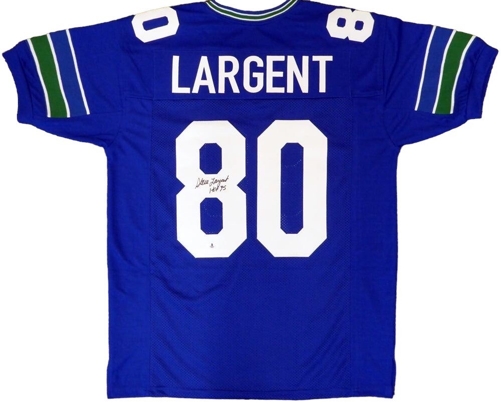 Seattle Pro Style Steve Largent Blue HOF 85 Inscription Autographed Jersey