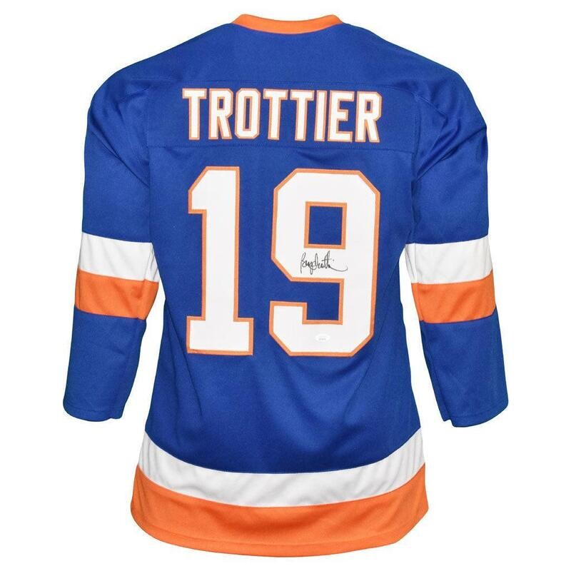 New York Pro Style Bryan Trottier Blue Autographed Jersey