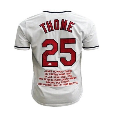 Cleveland Pro Style Jim Thome White Stats Autographed Jersey