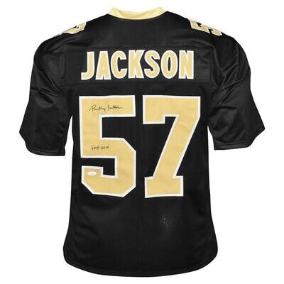 New Orleans Pro Style Rickey Jackson Black HOF 2010 Autographed Jersey