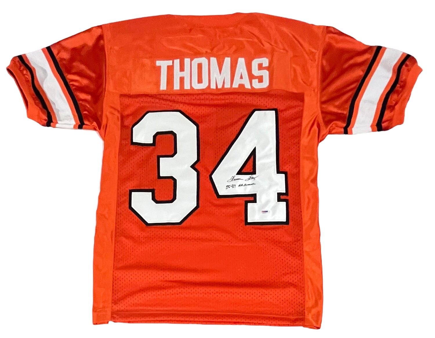 Oklahoma State College Style Thurman Thomas Orange Autographed Jersey