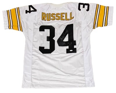 Pittsburgh Pro Style Andy Russell White Super Bowl Inscription Autographed Jersey