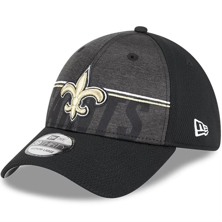 New Orleans Saints Men’s New Era Black 2023 NFL Training Camp 39THIRTY Flex Fit Hat