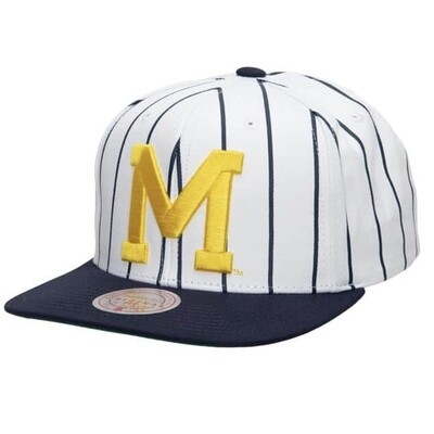 Michigan Wolverines Men’s NCAA Retro Pinstripe Mitchell & Ness Snapback Hat Michigan Wolverines Men’s NCAA Retro Pinstripe Mitchell & Ness Snapback Hat