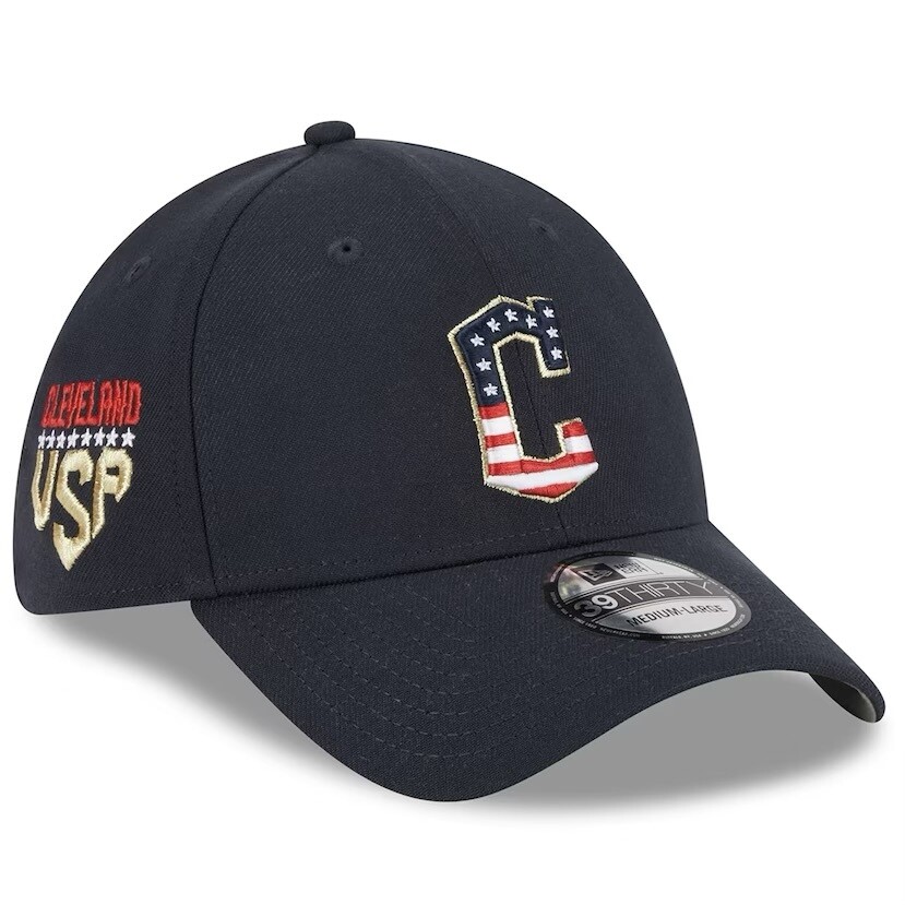 Cleveland Guardians Men’s Navy New Era 4th of July 39THIRTY Flex Fit Hat