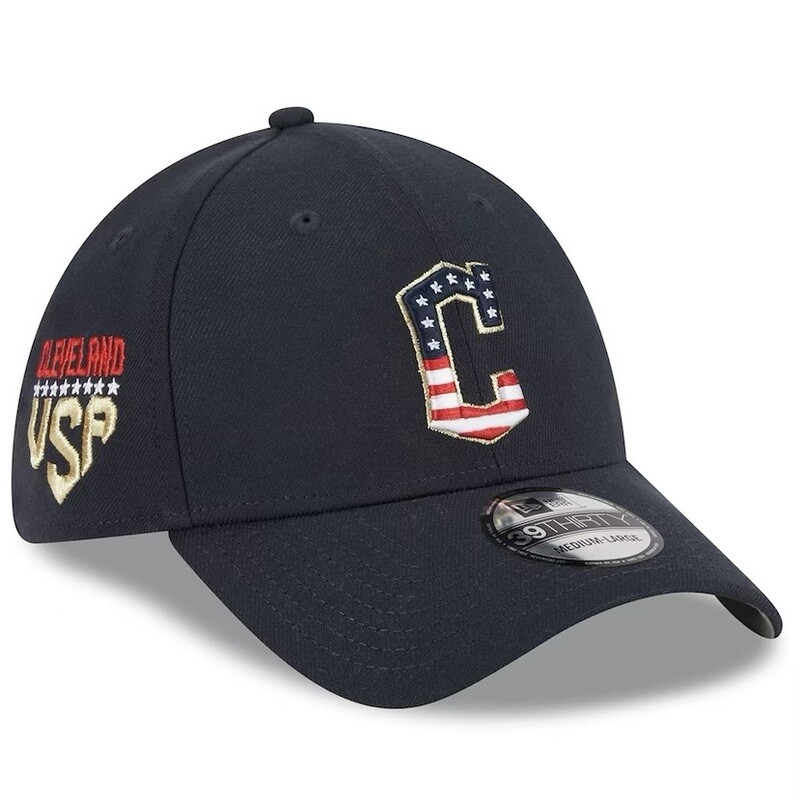 Cleveland Guardians Men’s New Era Navy 2023 Fourth of July 39THIRTY Flex Fit Hat