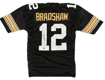 Pittsburgh Pro Style Terry Bradshaw Black Autographed Jersey