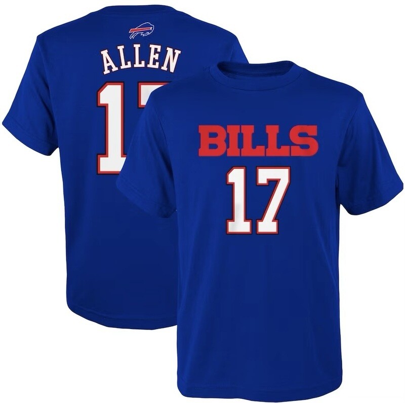 Buffalo Bills Josh Allen Youth Player Name & Number T-Shirt