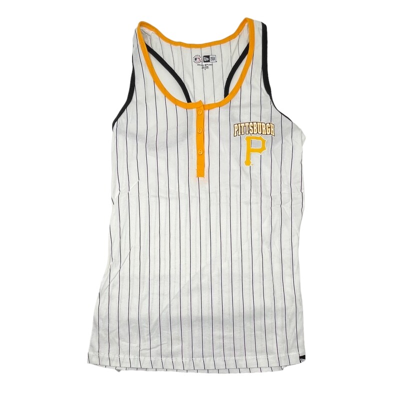 Pittsburgh Pirates Women's New Era Pinstripe Henley Tank Top